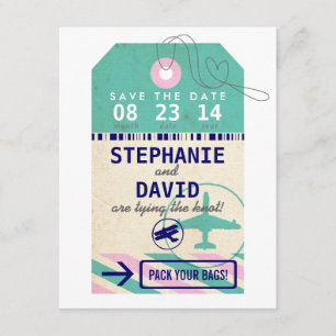 Reserve A Data Etiqueta de Bagagem Vintage Destino Casamento Data
