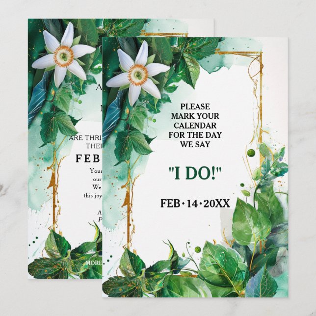 Reserve A Data EU ACEITO! Passiflora Serenity Save the Date  (Frente/Verso)