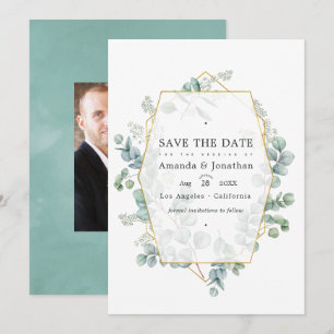 Reserve A Data Eucalipto Aquarela Geométrico Casamento Salve A Da