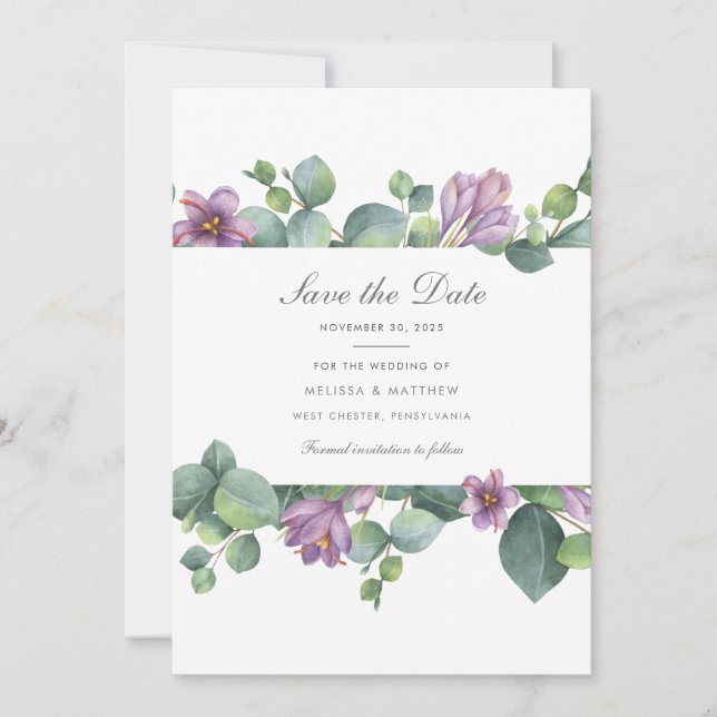 Reserve A Data Eucalipto Roxo Verde Floral Suculenta (Frente)