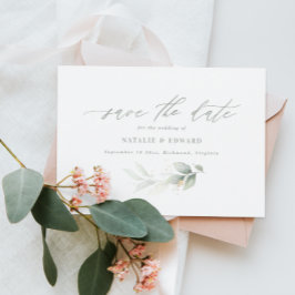 Reserve A Data Eucalipto verde safira dourado casamento salvar a