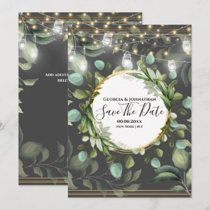 Reserve A Data Eucalyptus country jardim luzes cinza ouro