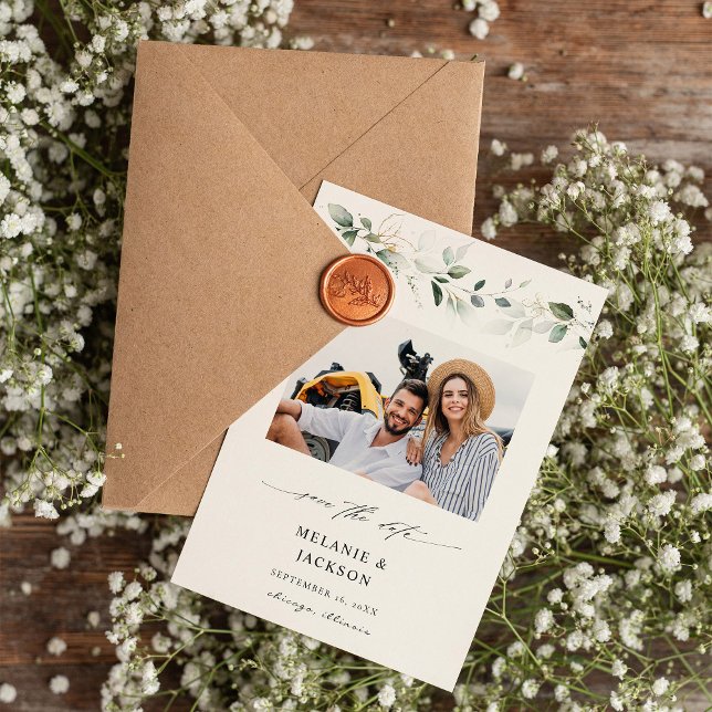 Reserve A Data Eucalyptus Glow Foto para salvar data 2 (Criador carregado)