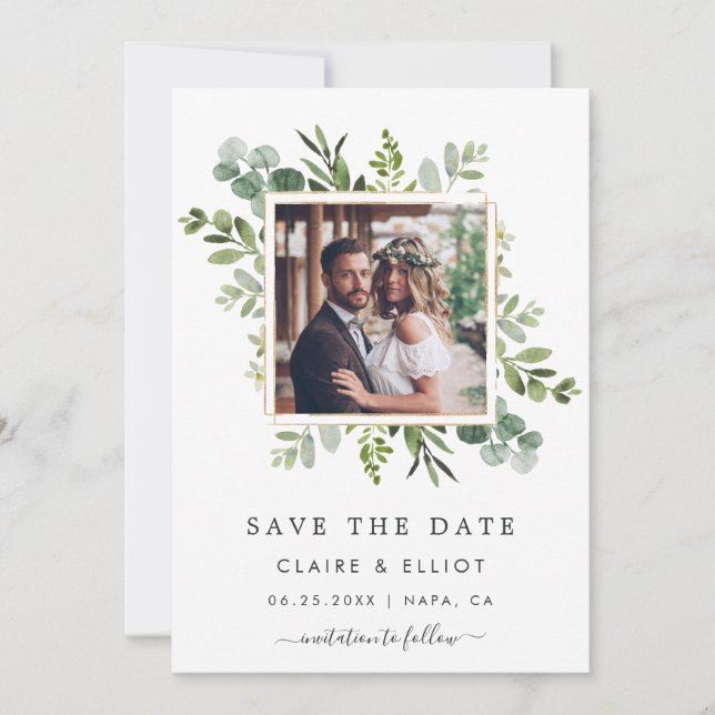 Reserve A Data Eucalyptus Green Square Wreath Photo (Frente)