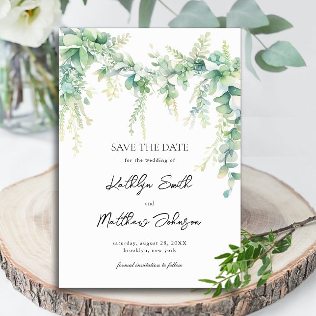 Reserve A Data Eucalyptus Greenery Script Modern Garden Casamento (Criador carregado)