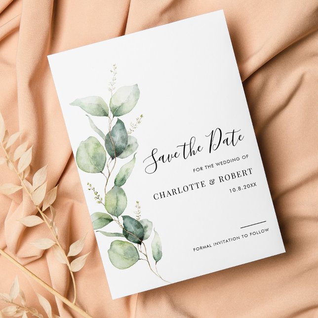 Reserve A Data Eucalyptus Greenery Wedding (Eucalyptus Greenery Wedding Save the Date Announcement)