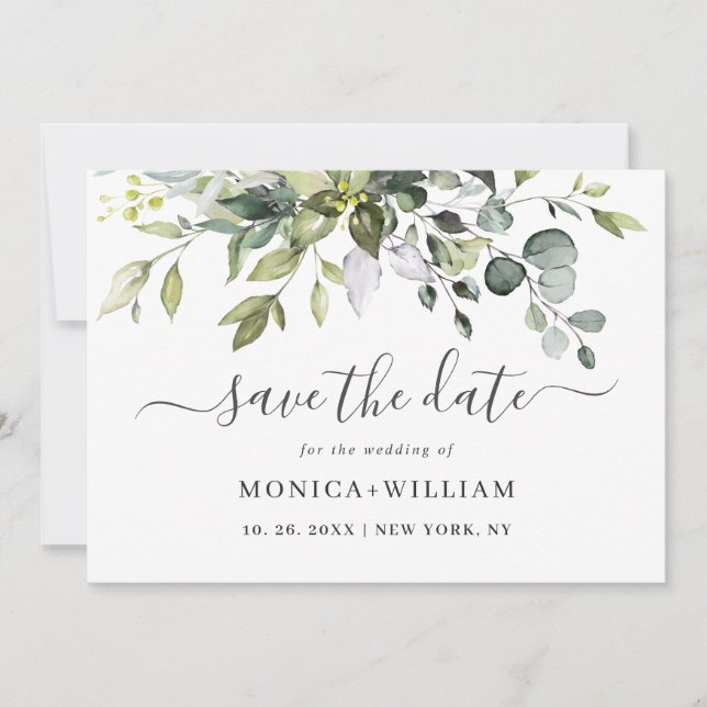 Reserve A Data Eucalyptus Greenery Wedding Sav (Frente)