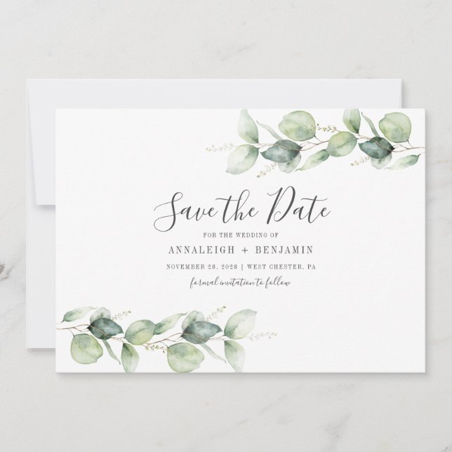 Reserve A Data Eucalyptus Minimalista Deixa Casamento Botânico (Frente)