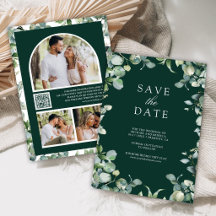 Eucalyptus Photo QR Code Emerald Green Wedding