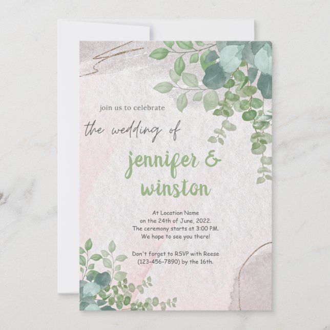 Reserve A Data Eucalyptus Rustic Elegante Deixa Casamento (Frente)