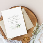 Reserve A Data Eucalyptus sage green gold casamento salvar a data<br><div class="desc">Folhagem de cor d'água e efeito de ouro metálico,  casamento,  exceto o convite para data. Com lindos detalhes de aquarela. Este convite de casamento moderno certamente define o estilo para o seu grande dia.</div>