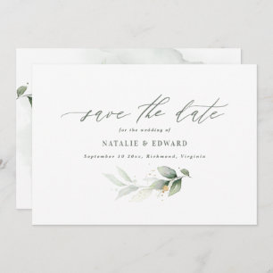 Reserve A Data Eucalyptus sage green gold casamento salvar a data