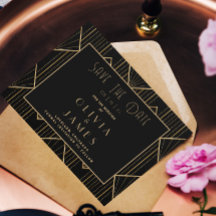 Excelente de Deco de Arte Preta e Dourada Gatsby C