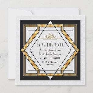 Reserve A Data Excelente Gatsby Dourado White Art Deco Salvar Dat