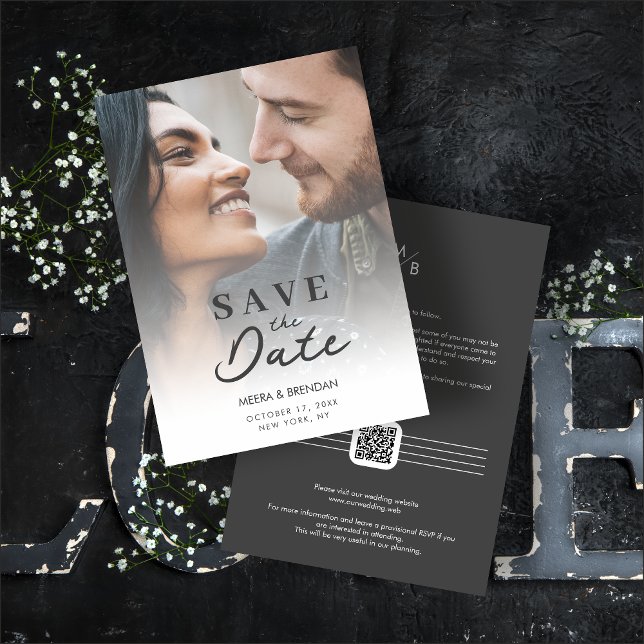 Reserve A Data Exquisite Romantic Gradient Transparency Photo (Exquisite Romantic Gradient Transparency Photo Save the Date Card with Envelope. )
