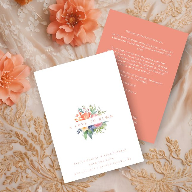 Reserve A Data Exquisite Romantic Minimalist Floral Bouquet (Exquisite Romantic Minimalist Spring Floral Bouquet Wedding Save the Date Card without Photo.)