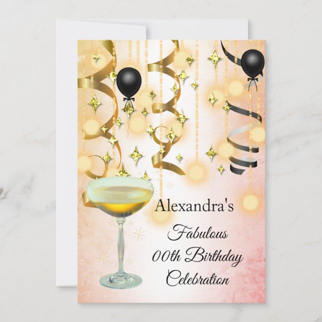 Reserve A Data Fabulosa festa das luzes Douradas rosa de champanh (Frente)