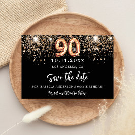 Reserve A Data faíscas de ouro preto de 90 aniversário