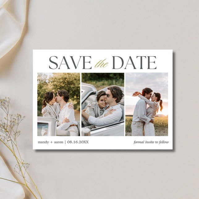 Reserve A Data Faixa de Fotos Elegantes para Casamento (Elegant Photo Strip Wedding Save The Date)