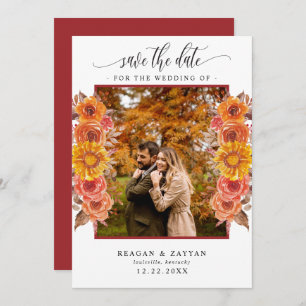 Reserve A Data Fall Floral Photo Save the Date Card
