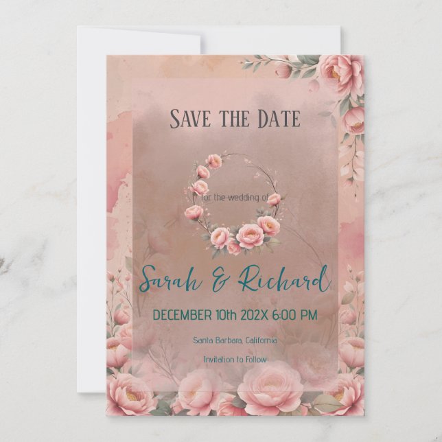 Reserve A Data Fantasia de Conto de Fadas Floral Save the Date (Frente)