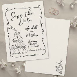 Reserve A Data Fantasia Desenho à Mão Casamento Vintage Salve a D