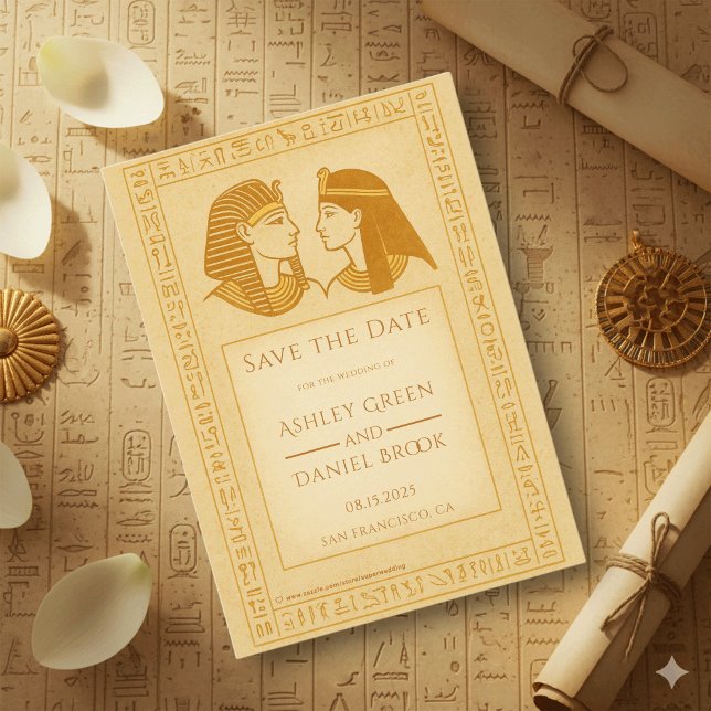 Reserve A Data Faraó e Rainha Hieróglifos Antigos Casamento Egípc (Criador carregado)
