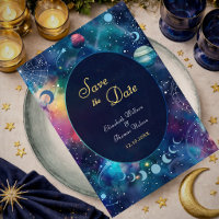 Fases da lua celeste de casamento galáctico modern