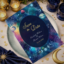 Fases da lua celeste de casamento galáctico modern