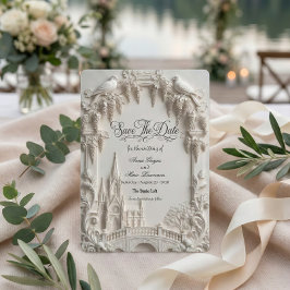 Reserve A Data Faux 3D Embossed Relief Cream Baroque Cathedral