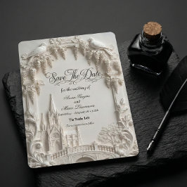 Reserve A Data Faux 3D Embossed Relief Cream Baroque Cathedral