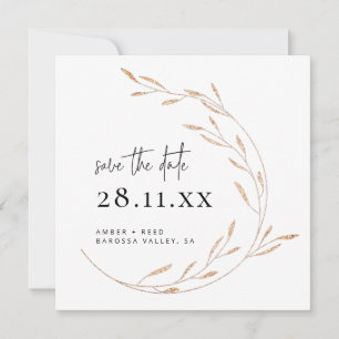 Reserve A Data Faux Dourado Minimalist Wreath Square Salve a Data