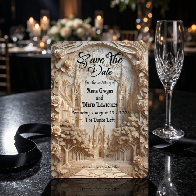 Reserve A Data Faux Embossed Cathedral Arch Floral Relief (Criador carregado)