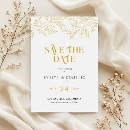 Reserve A Data Faux Gold Botanical Elegant Wedding
