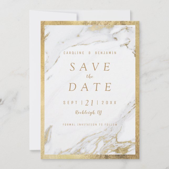 Reserve A Data Faux gold marble luxury moderno salvando a data (Frente)