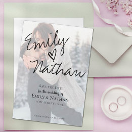 Reserve A Data Faux Vellum Efeito Foto Casamento Salvar Data