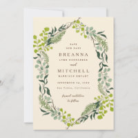Fern Eucalyptus Creme De Casamento Verde Desenhado