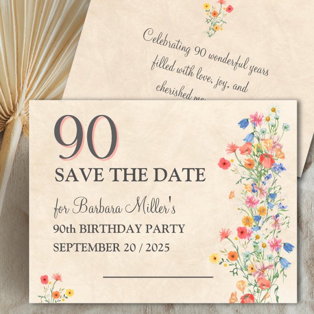 Reserve A Data Festa de 90 Anos Suave Floral (Criador carregado)