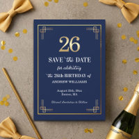 Festa de Aniversário de 26 anos Elegante Azul Dour