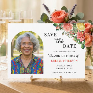 Reserve A Data Festa de Aniversário de 79 Anos com Foto Floral El