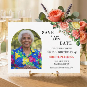 Reserve A Data Festa de Aniversário de 95 anos com Flores e Foto 