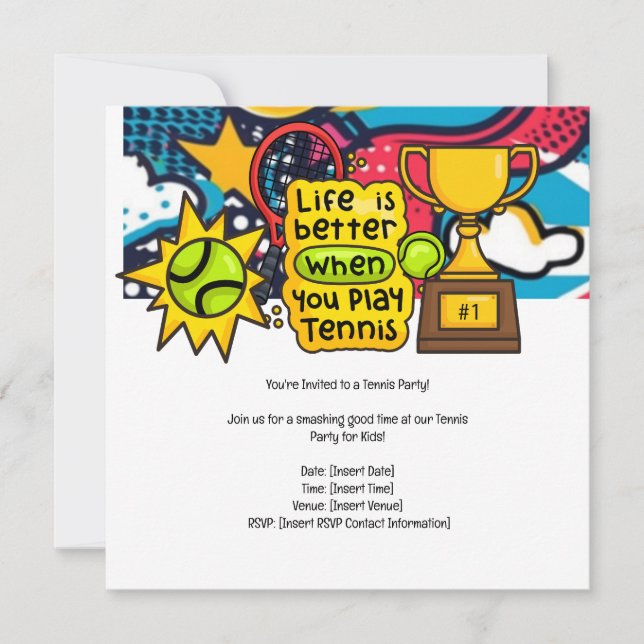 Reserve A Data Festa de aniversário do Kid tênis (Frente)