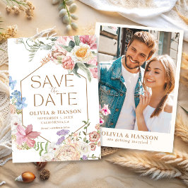 Reserve A Data Festa de Jardim Floral Pastel de Flores Silvestres