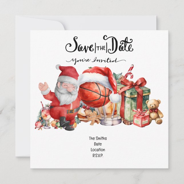 Reserve A Data Festa de Natal de basquete com Papai Noel (Frente)