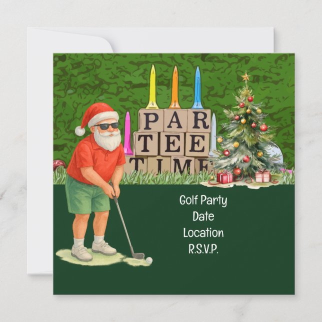 Reserve A Data Festa de Natal do tee de Par de golfe Papai Noel (Frente)