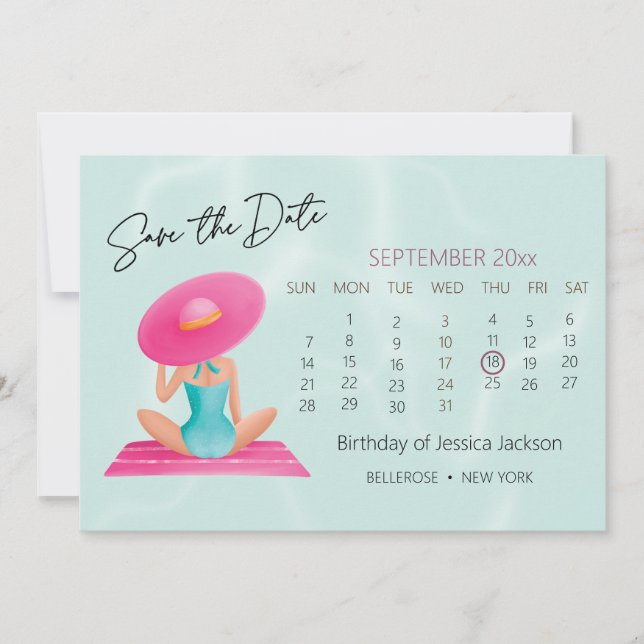 Reserve A Data Festa de Piscina de Verão Divertida Aquarela 16 (Frente)