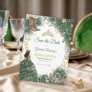 Reserve A Data Festa de Quince Anos Esmeralda Verde Ocidental Dou