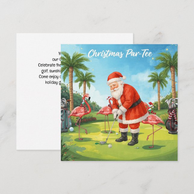 Reserve A Data Festa de tee de golfe Papai Noel Flamingo Natal  (Frente/Verso)