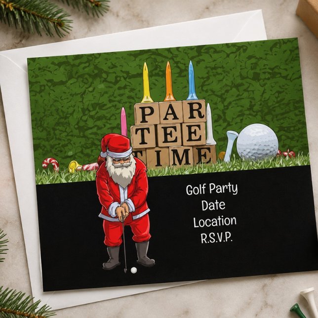 Reserve A Data Festa no tee de par de golfe do Papai Noel Esquadr (Criador carregado)