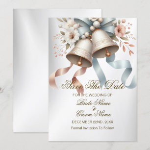 Reserve A Data Festas de casamento Flores Sinos Azul Cor-de-rosa